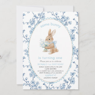 Elegant  Watercolor One 1st Birthday some bunny Gi Invitation