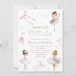 Elegant  Watercolor One 1st Birthday tutu cute Gir Invitation
