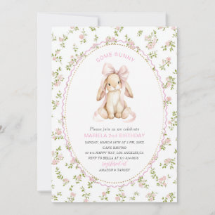Elegant Watercolor One 2nd Birthday some bunny gi Invitation