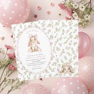 Elegant  Watercolor One 2nd Birthday some bunny gi Invitation