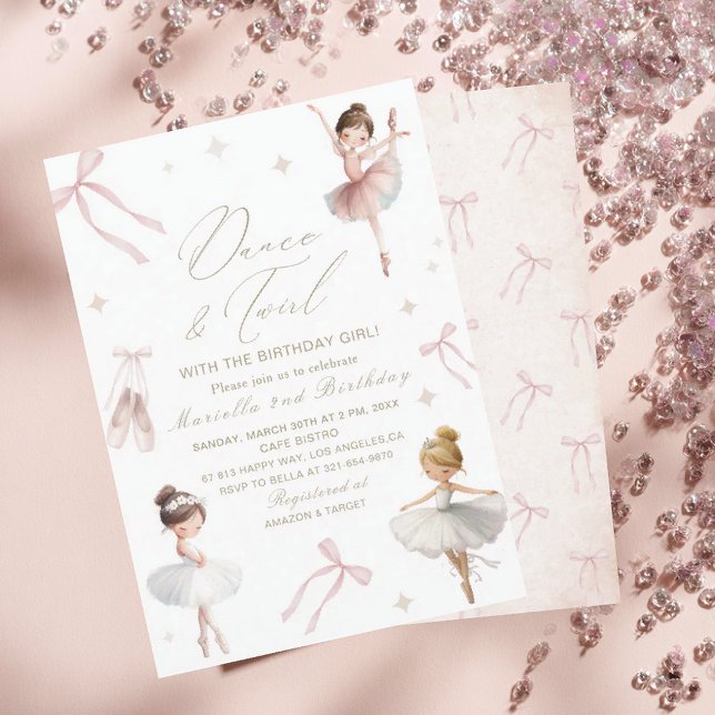 Elegant  Watercolor One 2nd Birthday tutu cute Gir Invitation (Creator Uploaded)