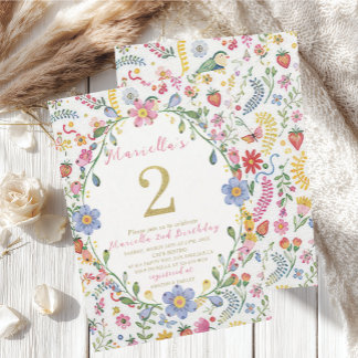 Elegant Watercolor One 2nd Birthday WhimsyFolk Ar Invitation