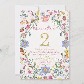 Elegant Watercolor One 2nd Birthday WhimsyFolk Ar Invitation