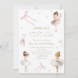 Elegant Watercolor One 3rd Birthday tutu cute Gir Invitation