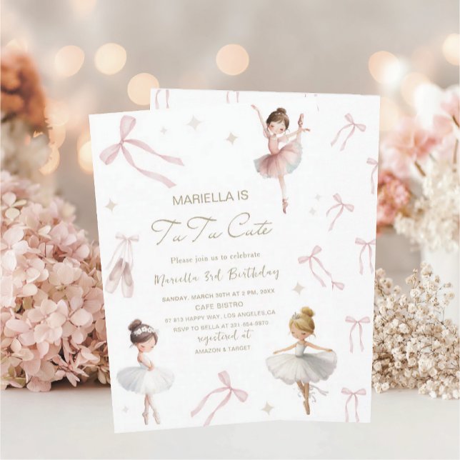 Elegant  Watercolor One 3rd Birthday tutu cute Gir Invitation (Creator Uploaded)