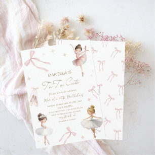 Elegant  Watercolor One 4th Birthday tutu cute Gir Invitation