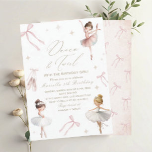Elegant  Watercolor One 5th Birthday tutu cute Gir Invitation
