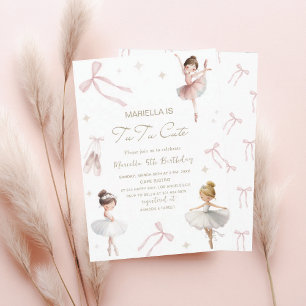 Elegant  Watercolor One 5th Birthday tutu cute Gir Invitation