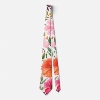 Elegant watercolor orange pink colour flowers2 tie
