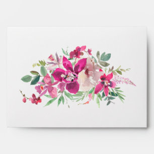 Elegant Watercolor Orchids and Roses Floral Envelope