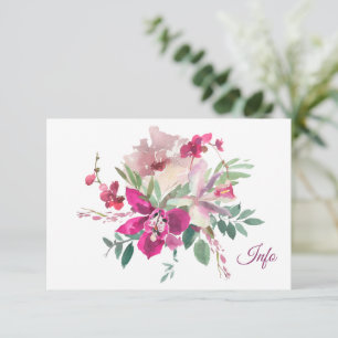 Elegant Watercolor Orchids & Roses Floral Wedding Enclosure Card