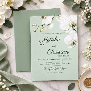 Elegant Watercolor Orchids Wedding Invitation. Invitation