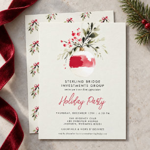 Elegant Watercolor Ornament Business Holiday Party Card