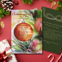 Elegant Watercolor Ornament Christmas Party