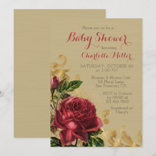 Elegant Watercolor Ornate Floral Chic Baby Shower Invitation