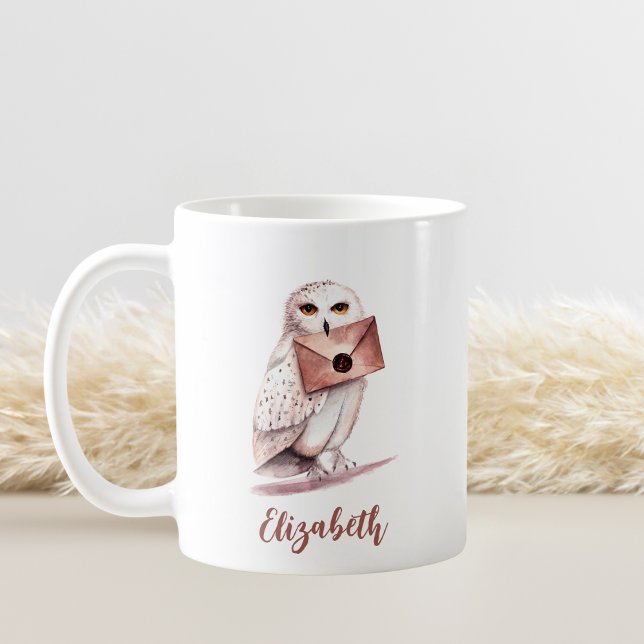 Elegant Watercolor Owl Personalised Name Coffee Mug (Creator Uploaded)