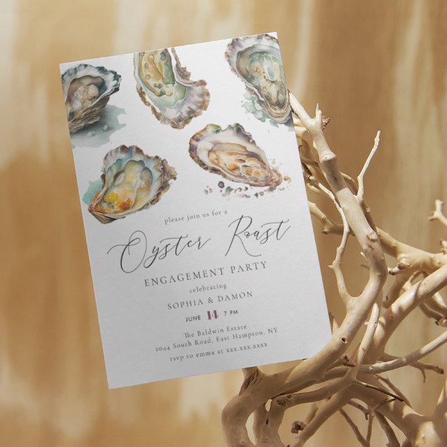 Elegant Watercolor Oyster Roast Engagement Party Invitation (Creator Uploaded)