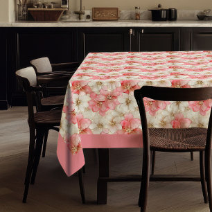 Elegant watercolor pale pink and gold floral chic tablecloth