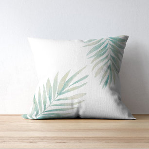 Elegant Watercolor Palm Leaves  Cushion