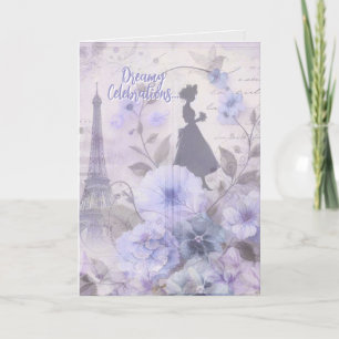 Elegant Watercolor Parisian Lady Birthday Card