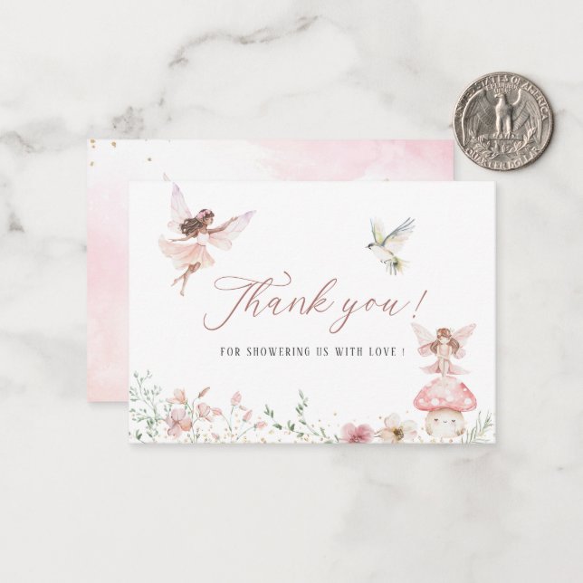 Elegant Watercolor  Party Magical Floral Fairy Pri Card (Front/Back In Situ)