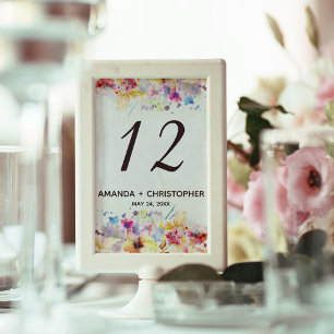 Elegant Watercolor Pastel Floral Table Number