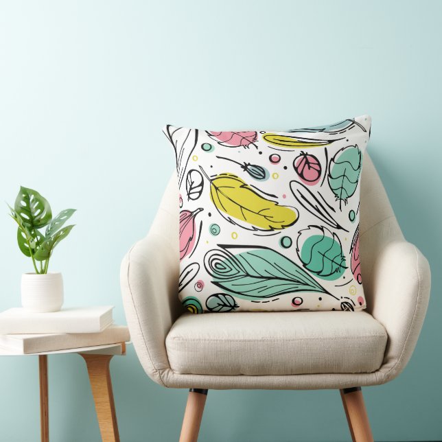 Elegant watercolor pattern l Leaf Cushion (Chair)