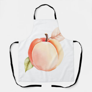 Elegant Watercolor Peach on White Background Apron
