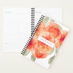 Elegant Watercolor Peach Peonies Floral Planner