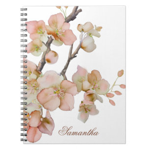 Elegant watercolor peachy florals notebook