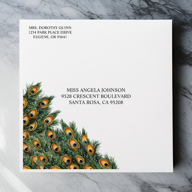 Elegant Watercolor Peacock Birthday Envelope (Creator Uploaded)