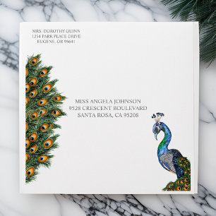 Elegant Watercolor Peacock Birthday Envelope