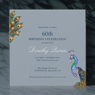 Elegant Watercolor Peacock Birthday Invitation