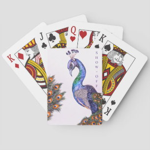 Elegant Watercolor Peacock Customisable Playing Cards