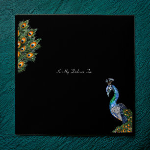 Elegant Watercolor Peacock Envelope