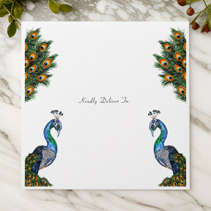 Elegant Watercolor Peacock Envelope