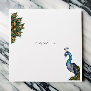 Elegant Watercolor Peacock Envelope