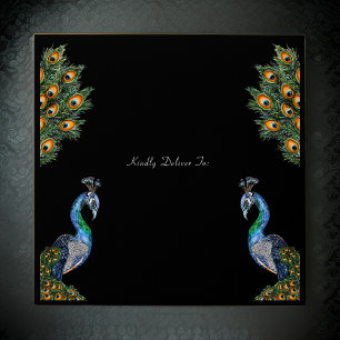 Elegant Watercolor Peacock Envelope