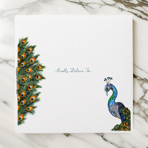 Elegant Watercolor Peacock Envelope