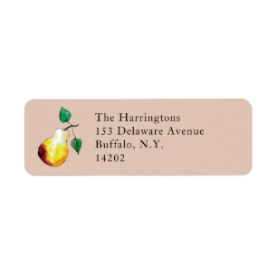 Elegant Watercolor Pear Brown Return Address 