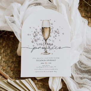 Elegant Watercolor Pearls & Prosecco Bridal Shower Invitation
