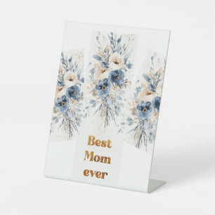 Elegant Watercolor Peonies & Pastel Wildflowers Pedestal Sign