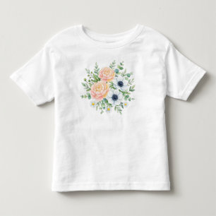 Elegant watercolor peony and white anemone floral toddler T-Shirt