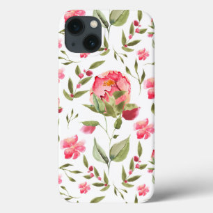 Elegant Watercolor Peony Floral botanical iPhone 13 Case
