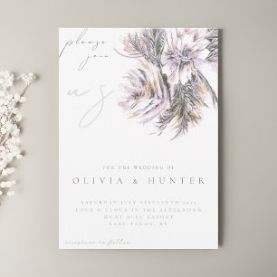 Elegant Watercolor Peony Flower Wedding Invitation