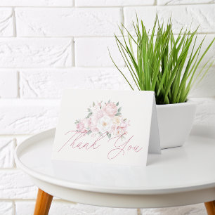 Elegant Watercolor Peony Flowers Thank You Blank Card