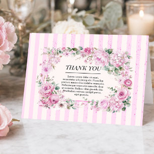 Elegant Watercolor Peony & Rose Thank You Card