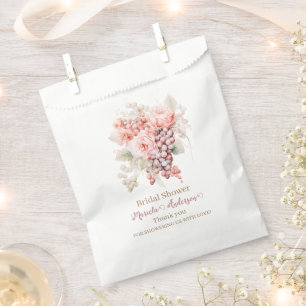 Elegant Watercolor Petals and Prosecco Pink Floral Favour Bags