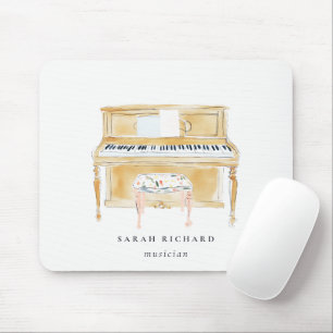 Elegant Watercolor Piano Musician Music Teacher Mouse Pad