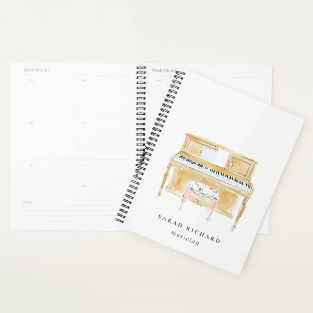 Elegant Watercolor Piano Musician Music Teacher Planner (Display)